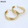 Hoop & Huggie MGUB Stainless Steel Gold Color Earrings 2 Smooth And Frosted Women Fashion Jewelry Whole Real Map LH1891222R