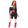 Tute da donna Autunno Tuta da donna in due pezzi Set Patchwork Manica lunga Block Zipper Tops Bodycon Pant Outfits Jogger