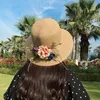Sombreros de ala ancha 2022 estilo coreano para mujer, sombrilla de flores grandes, sombrero de paja, fino, transpirable, para exteriores, fresco, All-match1