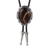 Coules de cou Western Cowboy Bolo Tie Natural Agate Stone Collier en cuir Collier Corde Ladies Show Costume Accessoires Banquet d'anniversaire202O302H4652227