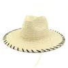 Été femmes hommes papier paille soleil chapeaux Style britannique large bord Protection solaire chapeau en plein air voyage Sunhat Panama plage casquette