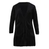 女性カジュアルスウェットシャツ固体冬の中身と厚い暖かいウールポケットカーディガンコートアウトウェアブラックホワイトS / M / L / XL / 2XL1