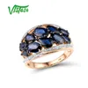 Anéis de cluster Vistaso Pure 14k 585 Rose / Branco Anel de Ouro para Mulheres Brilhando Diamante Blue Sapphire Luxo Noivado de Noivado Jóias Fine