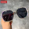 2020 Zonnebril Dames Luxe Rhinestone Vierkant Zonnebril Clear Lens Oversized Heren Zonnebril Vintage Tinten