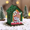 LED Light Christmas Houten Huis Ornament S M L Santa Sneeuwpop Ontwerp Houten Hangende Cabine Kerstmis DIY Ornament