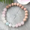 MG0969 8 mm Moonstone Aquamarine Sandwood Bracelet Heart Chakra Healing Crystals Bracelet Positive Energy Gift for Her335Z