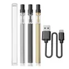 Bobine en céramique jetable 0,5 ml 1 ml avec trou d'admission de 2 mm Cartouche de vaporisateur en verre Batterie rechargeable 400 mAh avec chargeur USB pour huile épaisse