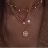 2021 Trendy Multilayer Rhinestone Hanger Kettingen Womens Gold Silver Moon en Star Bling Diamond Jelwery