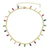 Colliers de mode Collier d'or pour femmes Charmante chaîne de pierre colorée à la main Baguette arc-en-ciel CZ Bijoux de fête Whole282P