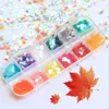 Nail Art Pailletten Stickers 12 Kleur Set 3D Flakes Holografische Vlam Pailletten Maple Leaf Dot Nail Art Decorations Design Decals