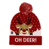Luz LED Chapéu de Natal Inverno Camisola Quente Malha Acenda Chapéu Ano Novo Xmas Luminosa Luminosa Crochet Chapéus
