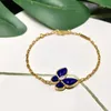 Hoogwaardige mode dame sieraden sets Brass lapis lazuli diamant tussen twee vlinder 18k gouden kettingen armbanden oorbellen ring8062681