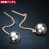 Dangle & Chandelier Imitation Black Pearl Rose Gold Color Drop Earrings For Girl Women Party Wedding Jewelry Top Quality ZYE0331