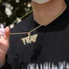 Ciondolo semplice con lettera TRAP in diamante con collana di catene in corda in acciaio inossidabile, moda Hiphop Ciondoli in oro con ciondoli unisex NPT1452