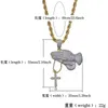 Hip Hop Necklace Iced Out Praying Hand Pendant Necklace With Cross Mens Women Gold Silver Color Chain Charm Jewelry For Gifts1247A