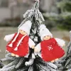 Happy Year Christmas Ornaments Wooden Bead Foot Puppet Pendant Mini Doll Tree Charm Home Noel Natal 20211