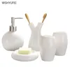5 pezzi Decorazione di nozze Cina Filo bianco motivi floreali Ceramica Accessori per bagno suite portaspazzolino22357936393