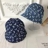 Women Foldable Washed Denim Bucket Hat Blue Jean Bob Hat Short Brim Hip Hop Streetwear Cute Moon Printed Stylish Cap 2020 Summer