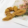 Boutique Bows Elastic Hair band for girl and woman hair Accessories Plaid Bunny Ear Pony Tail Hair Tie Rope