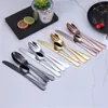 4Pcs Set Silverware Dinnerware Cutlery Set Stainless Steel Utensils Service Tableware Knife Fork Spoon for Home Kitchen Restaurant HHD1563