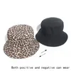 Women Leopard Print Bucket Comfortable Breathe Foldable Men Beach Flat Top Sun Fishing Hat high quality Flat Panama Hat Street1