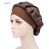 Kvinnor Satin Widebrimma Sleeping Hat Night Sleep Cap Hair Care Bonnet Nightcap Men Unisex Cap Bonnet Dusch Silk Head Wrap4030457