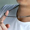 DNSCHIC Iced Out Tennis Necklace 5mm White Gold Chain Line with Black CZ for Men Women Hip Hop Jewelry Rapper Street Fashion1305y