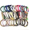 Tassel Läderarmband PU Keychain Leopard Print Solros Cactus Wrap Key Ring Armband Multi Color Bangles 8 5by G2