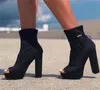 Women Fashoin Peep Toe High Platform Chunky Heel Short Boots Rose Red Bandage Thick High Heel Ankle Booties Dress Shoes