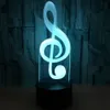 Bunte 3D-LED-Leuchten Berühren Fernbedienung Atmosphäre 3D kleine Tischlampe Schlafzimmer LED dekoratives Musical Note kleines Nachtlicht