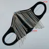 2020 Hot Selling Handkonst och hantverk Tassel Diamond Ren Bomull Designer Masker Svart Personlighet Flash Drill Andas Bomull Mask