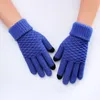 Vinter termiska handskar skärm unisex vit svart muti färg sticka twist ull man kvinnor håller varma vantar med full1