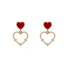 2020 new classic sweet heart-shaped ladies dangling earrings red love temperament simple and small earrings fashion ladies earrings