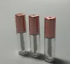 100 pz Vuoto di Plastica Trasparente Lip Gloss Tubi 1.2 ml Lip Tube Rossetto Mini Campione Contenitore Cosmetico Con Tappo In Oro Rosa