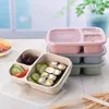 Lunch Box 3 Grid Paglia di grano Bento Borse Contenitore per alimenti con coperchio trasparente trasparente per viaggi di lavoro Scatole per il pranzo portatili per studenti Contengono3495118