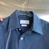 Men's and women's fashion TB denim blue casual four-bar shirt