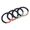 Black Lava Pedra Frisada Fronteira Difusor de Óleo Essencial Pulseira Spacer Ano inoxidável Esquilado Buddha Yoga Amizades de Jóias para Mulheres Homens