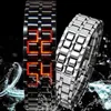 Mode Mannen Horloge Heren Horloges Volledig Metalen Digitale Polshorloge Rode LED Samurai voor Mannen Jongen Sport Eenvoudige Horloges relogio masculino1284G