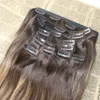Omber Clip dans les extensions de cheveux Balayage # 2 brun foncé Formation à # 27 Remy Coup de poils humains sur des extensions Coudre dans les extensions de trame brésiliennes