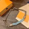 Blue Emaille ketting kleurrijke stiksels inscriptie armband en ketting voor mannen en vrouwen Hoogwaardige titanium stalen ketting