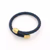 JSBAO Men Women Fashion Jewelry Gold Black Blue colour Stainless Steel Wire Wild Cable Bangle For Women Gift249B