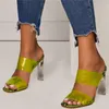 Yaz Yeni PVC Sandalet Kristal Burnu açık Seksi Topuklu Kristal Kadınlar Şeffaf Topuk Sandalet Terlik kadın ayakkabı Y200620 Pompalar
