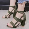 Hot Sale-Women Sandals Block Heels Sewing Ankle-Wrap Extreme High Heels Fashion Summer Ladies Party Shoes Female Classic Sandals