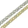 Hip Hop 13mm Mens Gold Bling Diamond Cuban Link Coffee Bean Chain Necklace Choker Bracelets Masculina Bijoux Jewelry Curb Chains for Guys