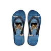 Kapcie kota z wydrukowaniem zwierząt kobiety spersonalizowane jeansowane urocze letnie plażowe gumowe klapki moda dziewczyny kowboj niebieskie sandały buty 43SI# 760
