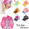 7 styles Baseball Hat Ponytail Baseball Washed Cotton Trucker Caps Snapback Tie-Dye Colorful Mesh Cap