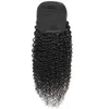 Cabelo humano virgem indiano afro enlameado de rabo de cavalo reto de 8-26 polegadas onda de água profunda onda de água natural preto 1b Remy Pony Tail