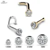 1 ST 20G 1.5 / 2 / 2.5 / 3mm Zirkoon Gem Bot Neus Stud Piercing Earring Geanodiseerde Rose Gouden Kleur Neus Ring Prong CZ Neus Sieraden 20G