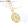 10PCS Crystal CZ Cubic Zirconia Virgin Mary Pendant Copper Pendants Necklaces Gold Color Chain Jewelry273W