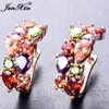 JUNXIN luxe femme grand cerceau boucles d'oreilles or Rose rempli rouge blanc Zircon boucles d'oreilles bijoux de mode mariage pour les femmes